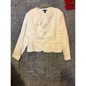 Lauren Ralph Lauren Women's Ivory Blazer Size 14 Ruffled Front